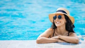 relax at swimming pool